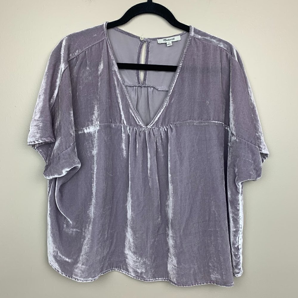 Crushed Velvet Purple Top by Madewell Size Large